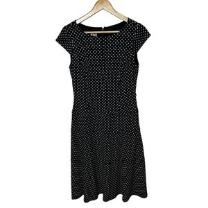 Anne Klein Polka Dot Dress Women’s Size 4 Fit Flare Black White